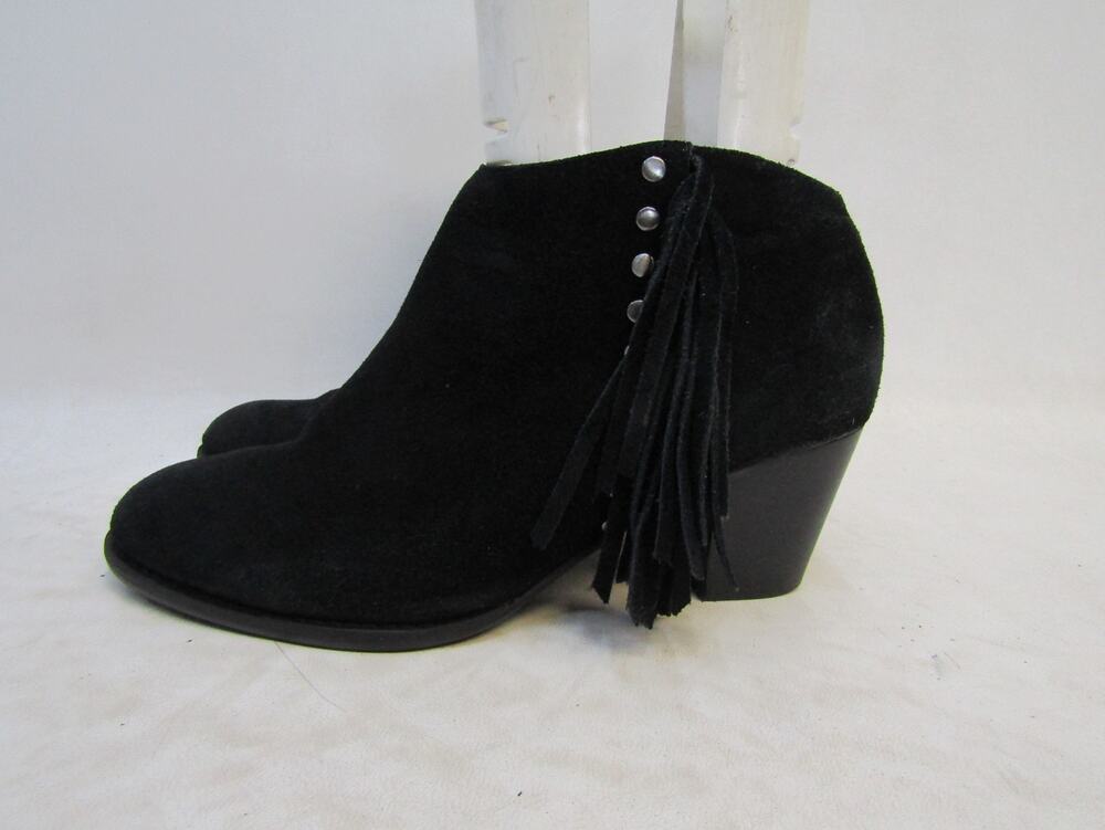 Vionic Womens Size 8 M Black Suede Zip Fringe Ankle Fashion Boots Bootie
